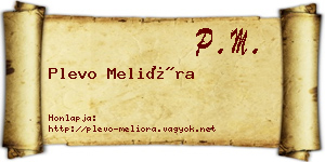 Plevo Melióra névjegykártya